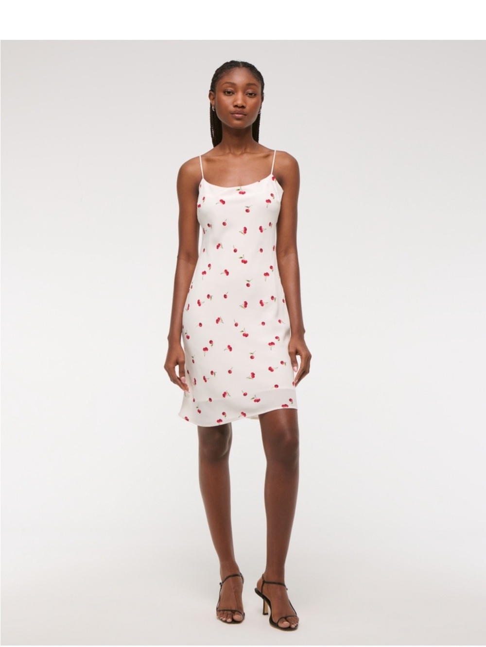 Abercrombie & Fitch White Slip Dress with Red Cherry Print